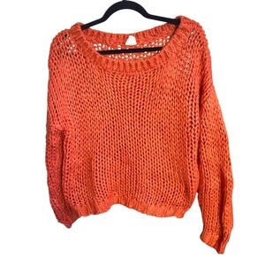 By Together Orange Chunky Knit Oversized‎ Crewneck Neck Sweater Size S